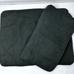 Crate & Barrel-Aire Natural European Flax Standard Pillow Shams-(2)Ficus Green